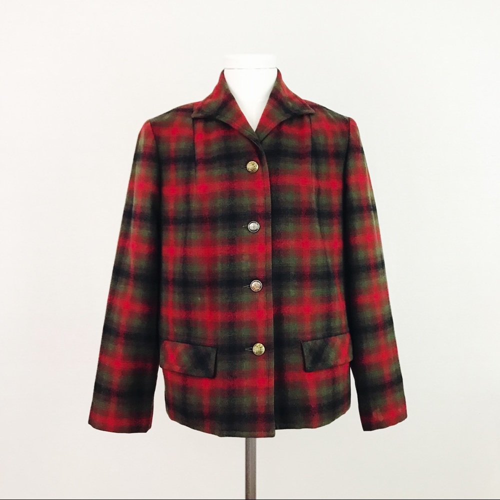 Vintage Pendleton Plaid Jacket in Red | Size M/L